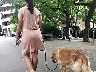 milf walking in barcelona - slow motion
