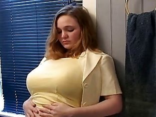 Busty Blonde Bathroom Solo