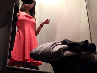 Skinny Girl Changing Inside A Dressing Room